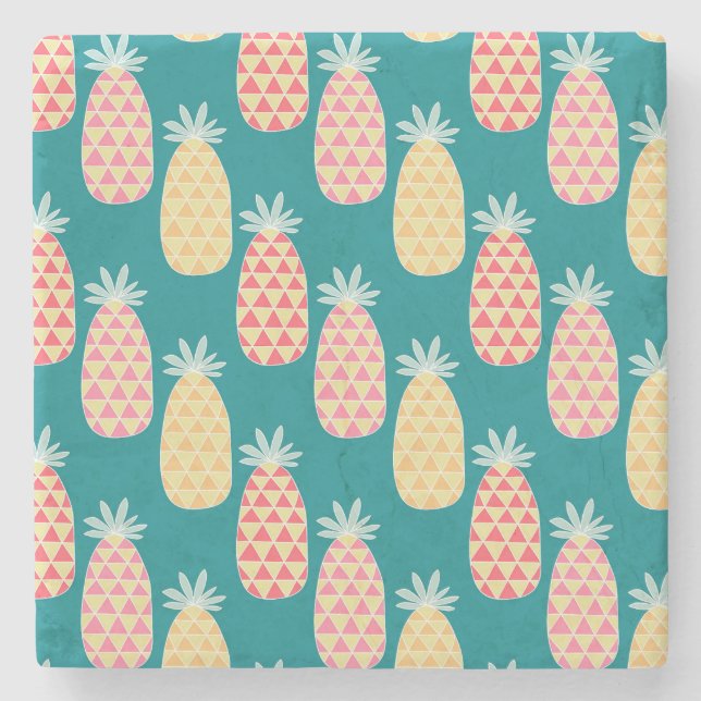 Pineapple Doodle Pattern 2 Stone Coaster (Front)