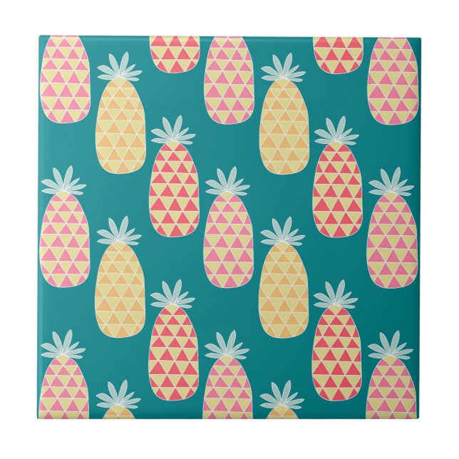 Pineapple Doodle Pattern Ceramic Tile (Front)