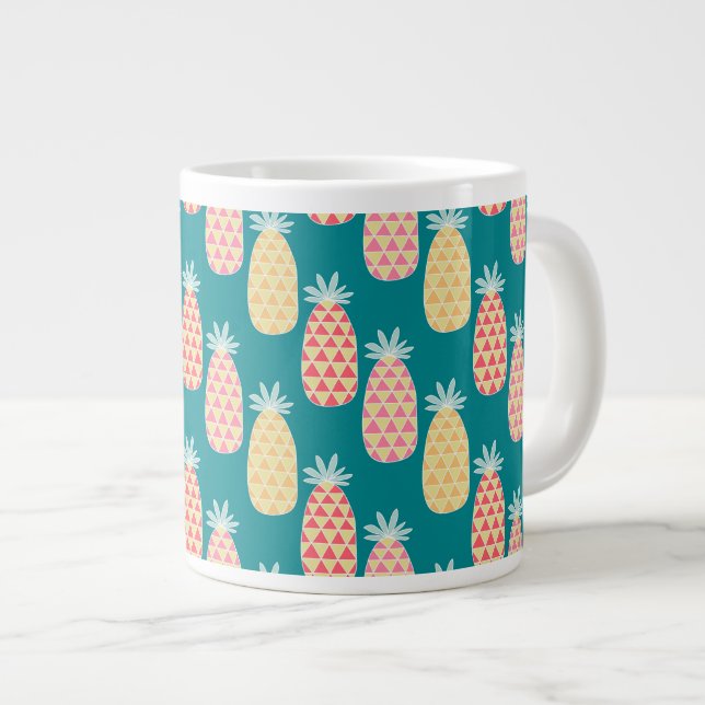 Pineapple Doodle Pattern Large Coffee Mug (Front Right)
