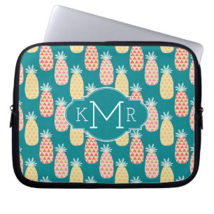 Pineapple Doodle Pattern   Monogram Laptop Sleeve