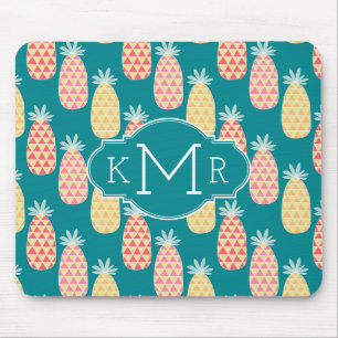 Pineapple Doodle Pattern   Monogram Mouse Pad