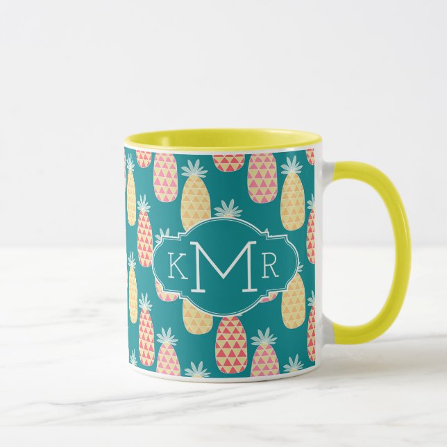 Pineapple Doodle Pattern | Monogram Mug (Right)