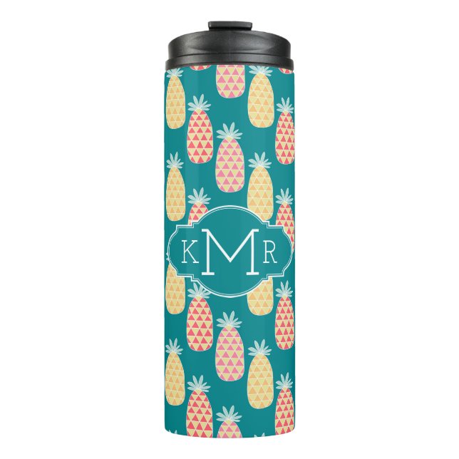 Pineapple Doodle Pattern | Monogram Thermal Tumbler (Front)