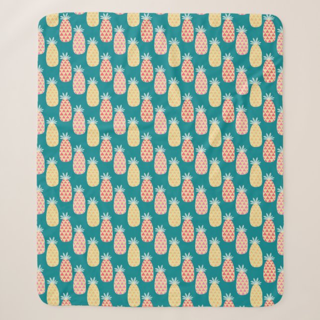 Pineapple Doodle Pattern Sherpa Blanket (Front)