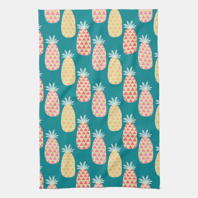 Pineapple Doodle Pattern Tea Towel (Vertical)