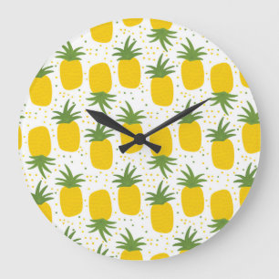 Pineapple Dots: Summer Fruit Design Large Clock