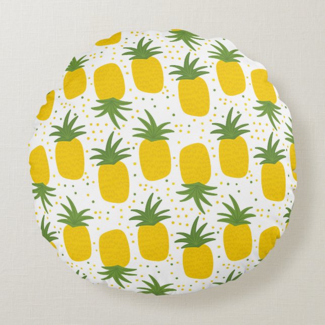 Pineapple Dots: Summer Fruit Design Round Cushion (Front)