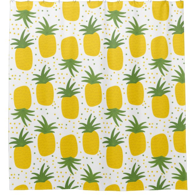 Pineapple Dots: Summer Fruit Design Shower Curtain (Front)