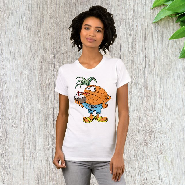 Pineapple Drinking Coconut Milk Womens T-Shirt (Creator Uploaded)