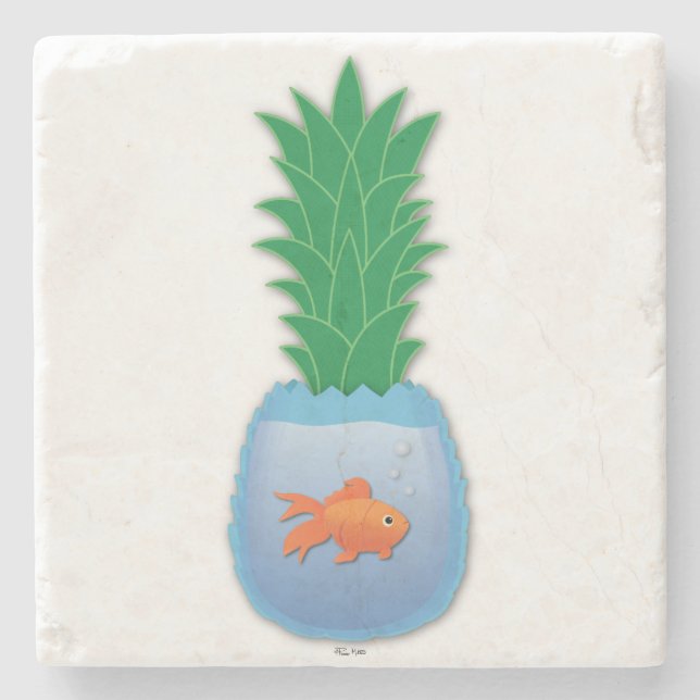 Pineapple Fish Stone Coaster (Front)