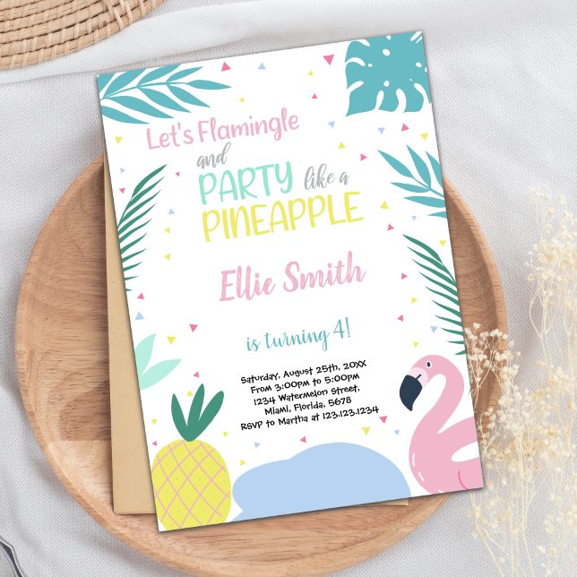 Pineapple & Flamingo Birthday Invitations (Pineapple & Flamingo Birthday Invitations)