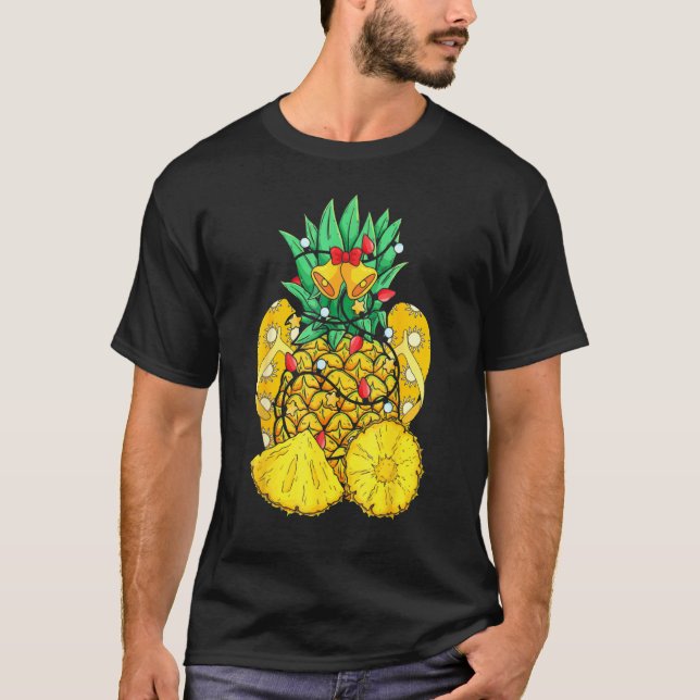 Pineapple Flip Flops Xmas Lights Summer Christmas  T-Shirt (Front)