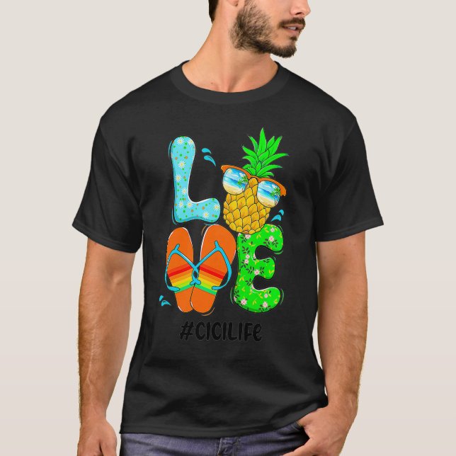 Pineapple flipflops love summer lady Premium  (45) T-Shirt (Front)