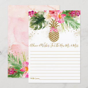 Pineapple Floral Bridal Shower Advice Cards