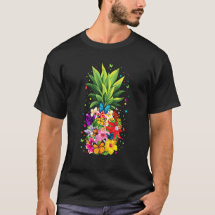Pineapple Flowers Aloha Hawaii Vintage Hawaiian Fl T-Shirt