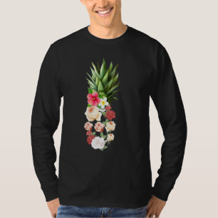 Pineapple Flowers Orchids Roses Summer Hawaiian Va T-Shirt