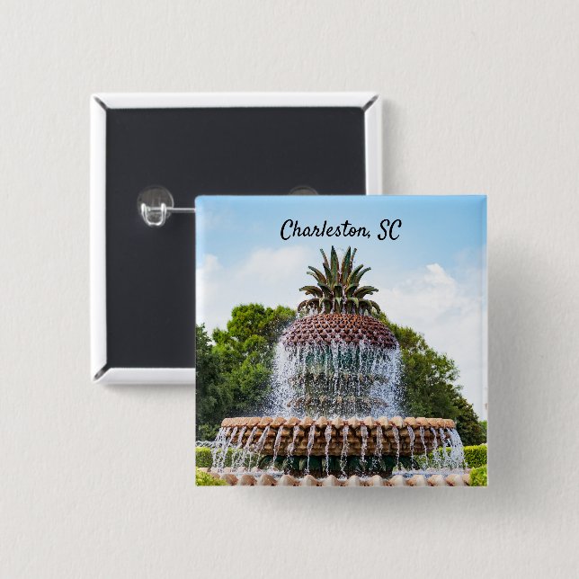 Pineapple Fountain in Charleston, SC 15 Cm Square Badge (Front & Back)