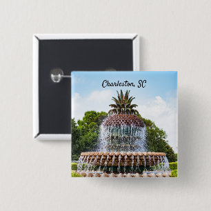 Pineapple Fountain in Charleston, SC 15 Cm Square Badge