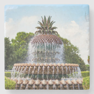 Pineapple Fountain in Charleston, SC Stone Coaster