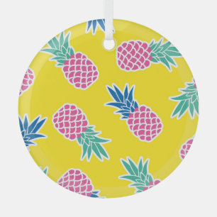 Pineapple Frenzy: Bright Cartoon Vintage. Glass Tree Decoration