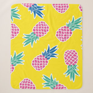 Pineapple Frenzy: Bright Cartoon Vintage. Sherpa Blanket