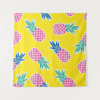 Pineapple Frenzy: Bright Cartoon Vintage. Tapestry