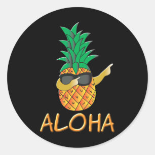 Pineapple Fruit Aloha Beaches Hawaii - Surf New Classic Round Sticker