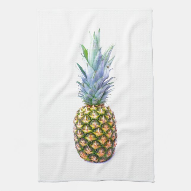Pineapple Fruit Beach Dessert Colourful Tropical Tea Towel (Vertical)