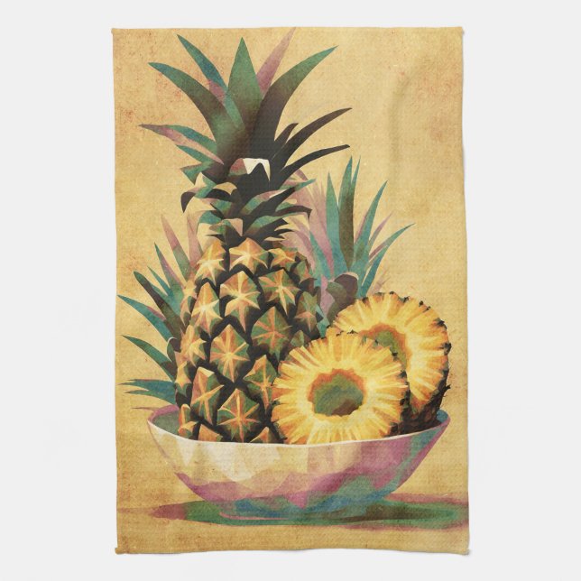 Pineapple Fruit Bowl Tea Towel (Vertical)