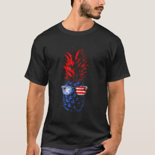 Pineapple Fruit Cool American US Flag 4th of July T-Shirt