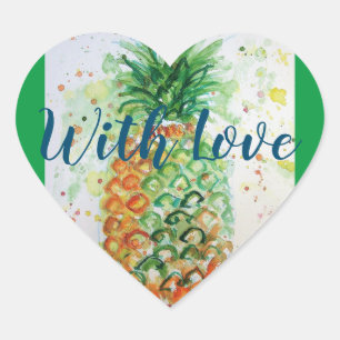 Pineapple Fruit Food Tropical Art Orange Lime Cute Heart Sticker