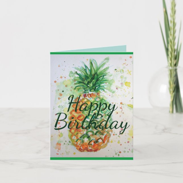 Pineapple Fruit Food Tropical Vibes Orange Lime  C Card (Front)