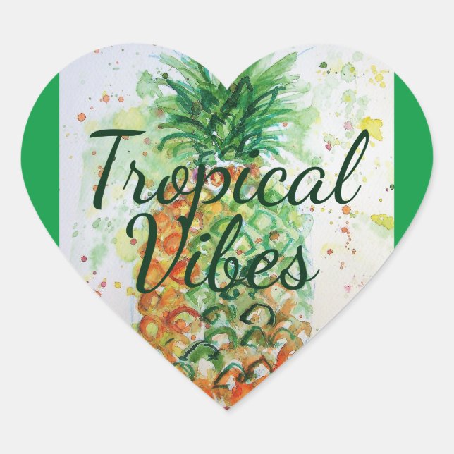 Pineapple Fruit Food Tropical Vibes Orange Lime  Heart Sticker (Front)