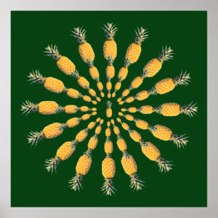 pineapple fruit mandala poster