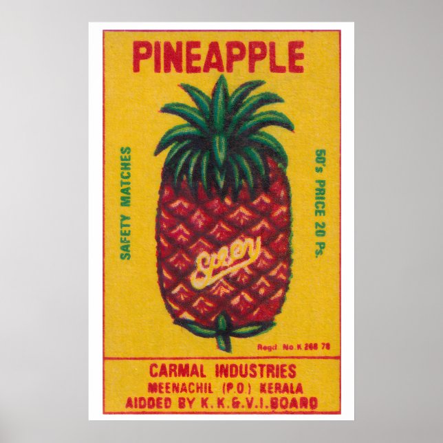 Pineapple Fruit - Matchbox Print - India Wall Art (Front)