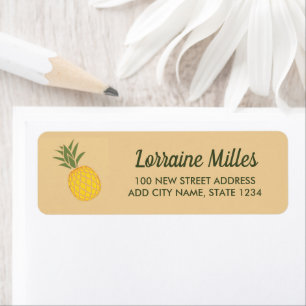 Pineapple fruit on brown return address label