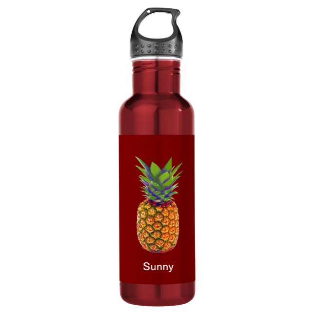 Pineapple Fruit on Red 710 Ml Water Bottle (Front)