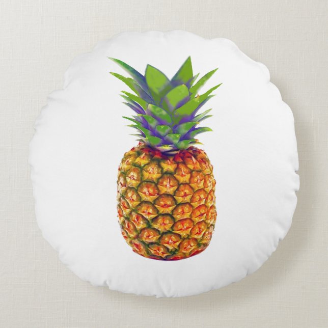 Pineapple Fruit on White Round Cushion (Front)
