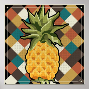 Pineapple Fruit Retro Style Vintage Distressed Poster