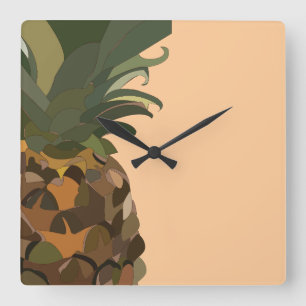 Pineapple Fruit Square Wall Clock