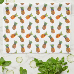 Pineapple Fruits on White Tea Towel