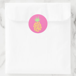 Pineapple Fun Cute Hot Pink Classic Round Sticker