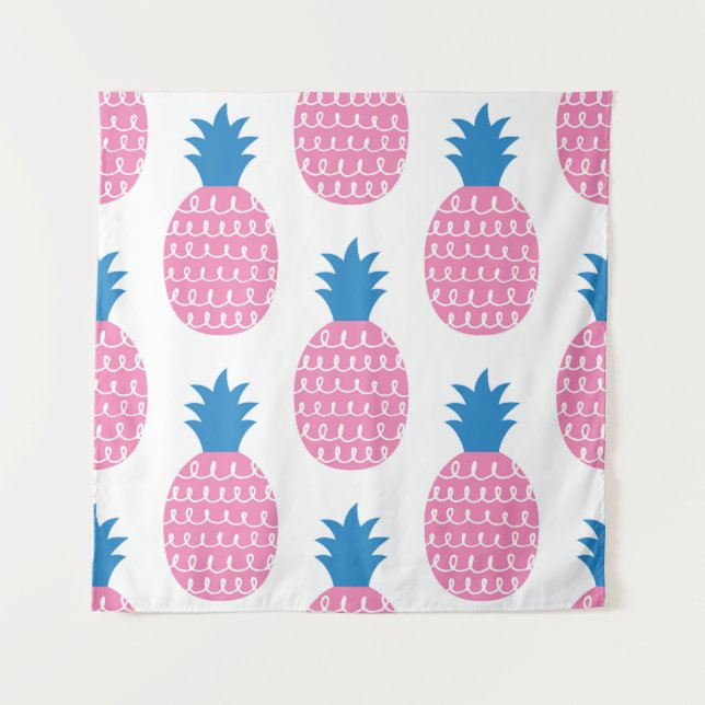 Pineapple Fun, Vintage Seamless Design. Tapestry (Front)