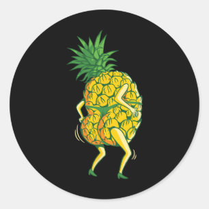 Pineapple Funny Dancing Design Aloha Beaches Hawai Classic Round Sticker