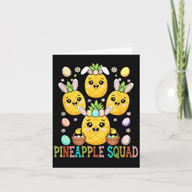 Pineapple funny squad easter bunny hunting card (Front)
