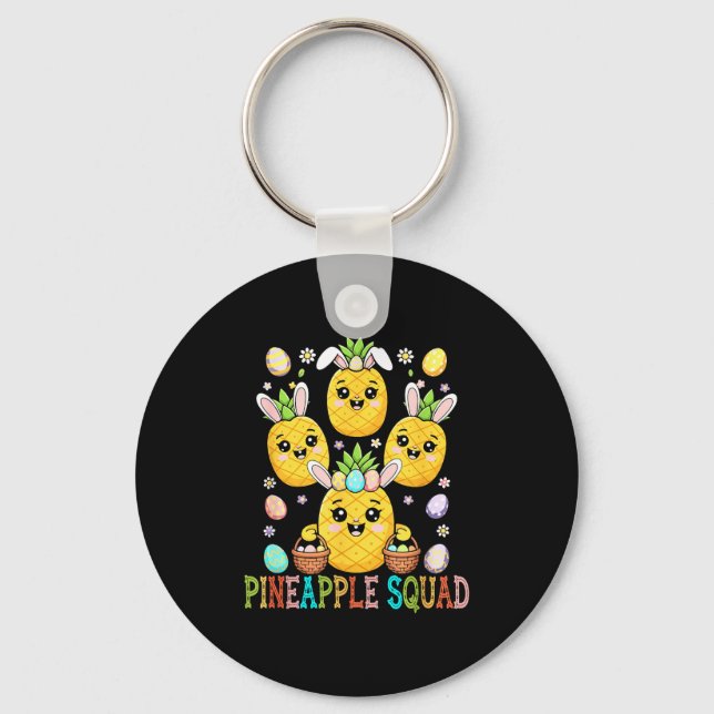 Pineapple funny squad easter bunny hunting key ring (Front)