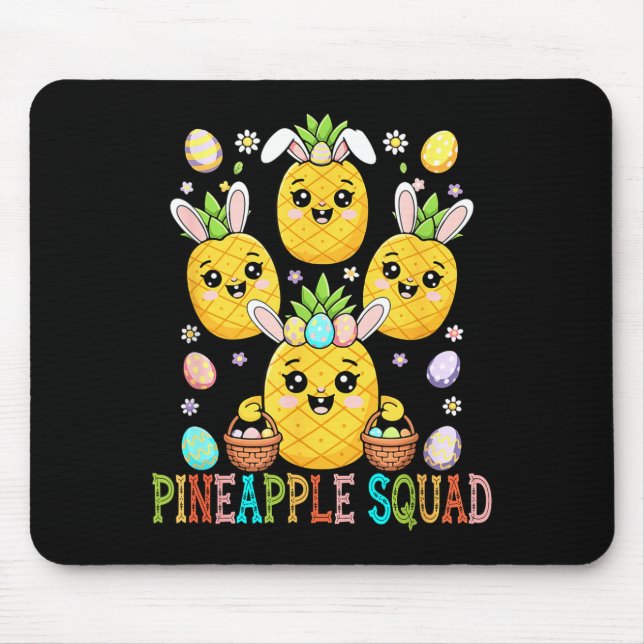 Pineapple funny squad easter bunny hunting mouse pad (Front)
