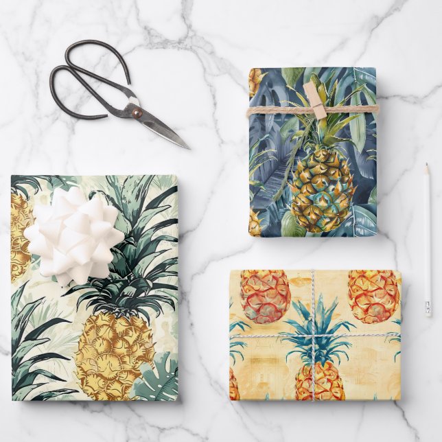 Pineapple Galore Wrapping Paper Sheets (Front)