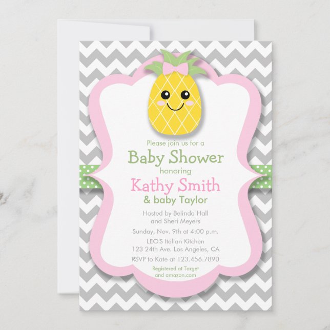 Pineapple Girl Baby Shower Invitations (Front)