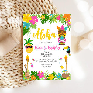Pineapple Girl Birthday Aloha Hawaii Summer Invitation